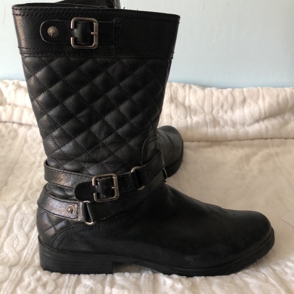 Anne Klein Flex Leather Quilted w buckles size 10m Black Leather - Picture 5 of 5